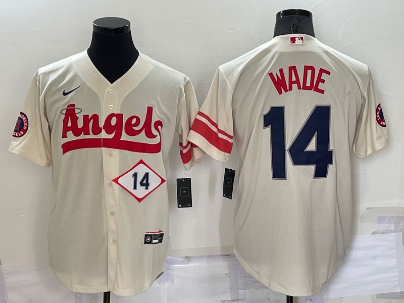 Men Los Angeles Angels #14 Wade Cream City Edition Game Nike 2022 MLB Jerseys